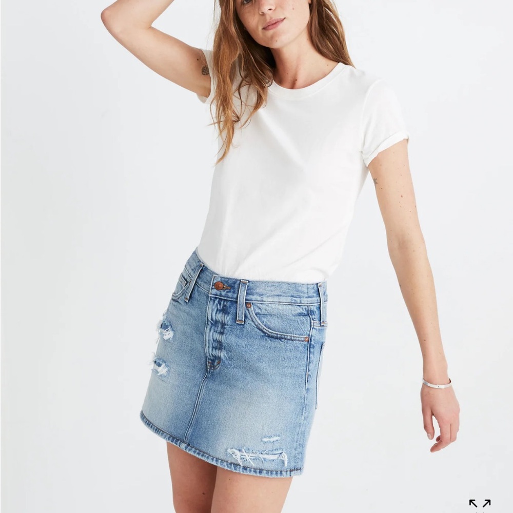 Madewell denim Skirt in Glencrest Wash: Rip and Repair Edition 27 new - Picture 2 of 9
